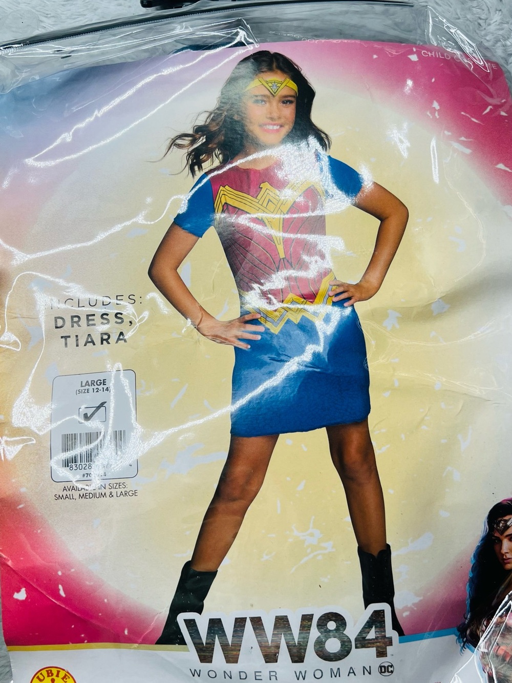 WW84 Girls Blue and Red Dress Costume with Tiara